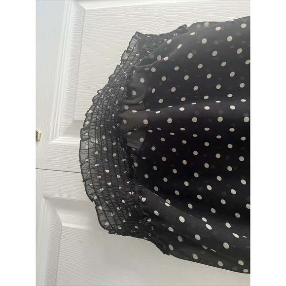 XXI Women’s Polka Dot Ruffled Translucent Quarter-zip Blouse (Size M) - Picture 5 of 6